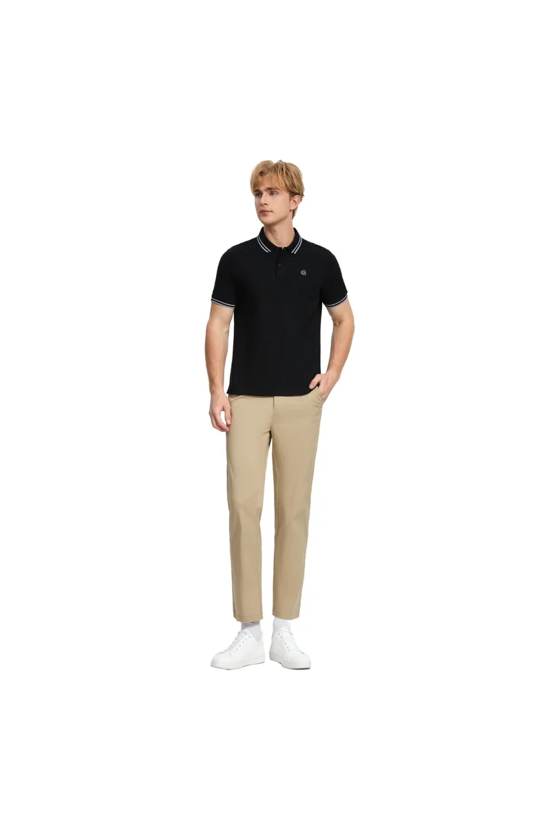 GIORDANO Men's Black Pique Solid Polo